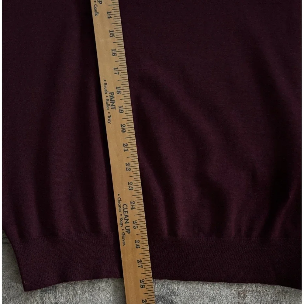Davis‎ & Squire Extra Fine Merino Wool V-Neck Sweater Burgundy Large Preppy 0310